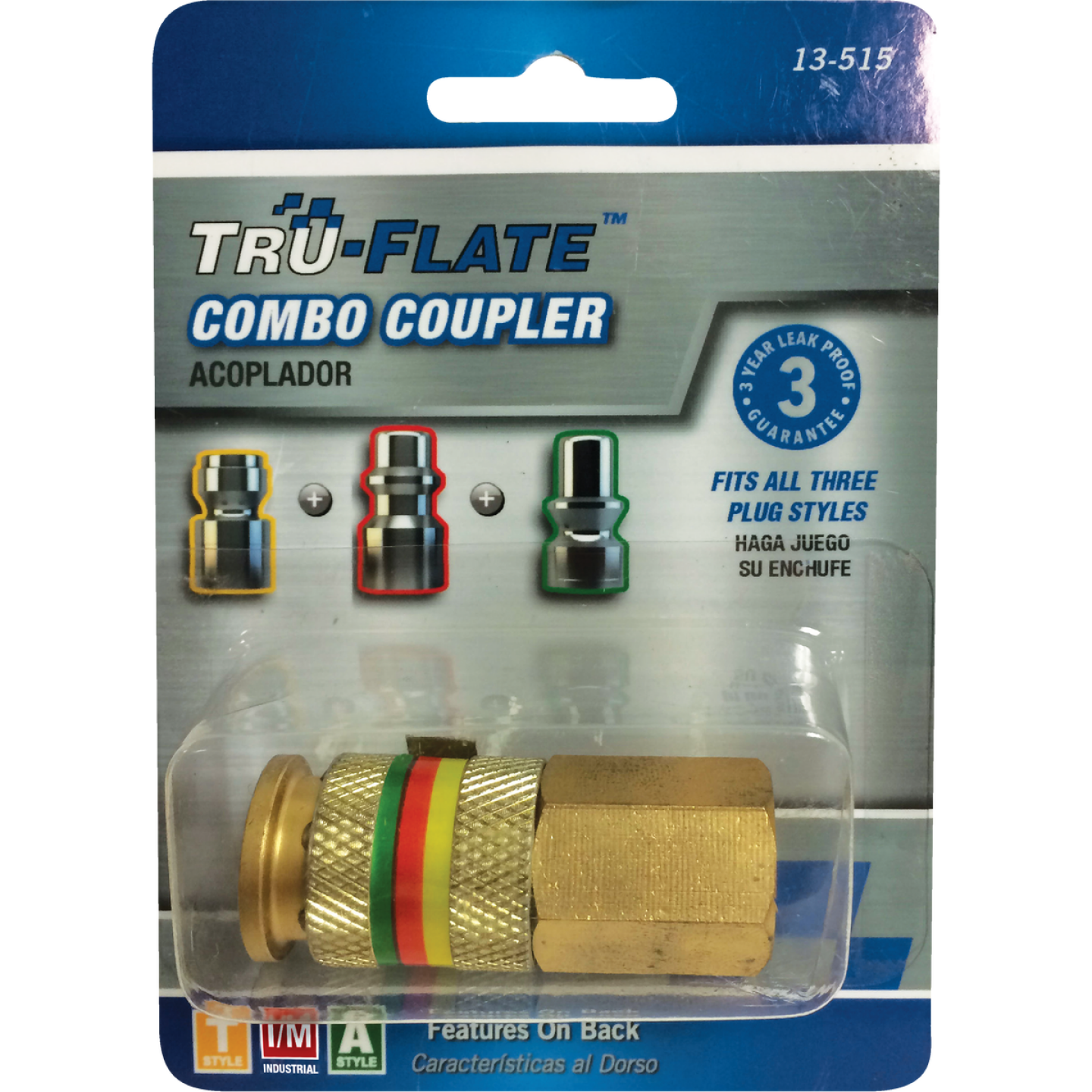 Tru-Flate Combo-Coupler 1/4 In. FNPT Brass Coupler Image 1