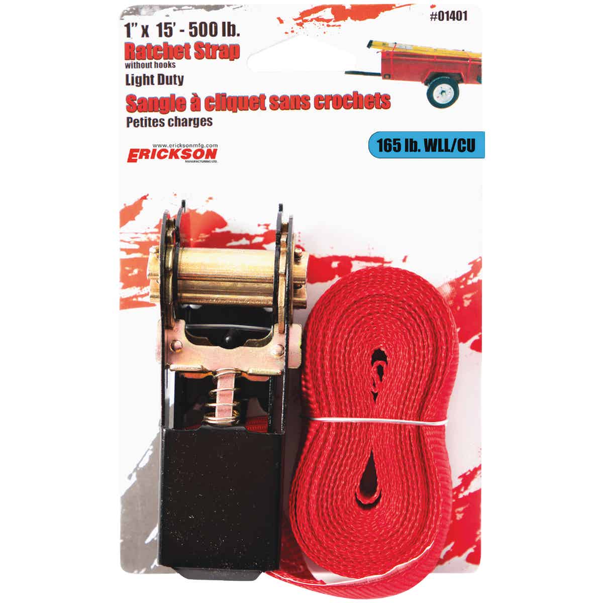 Erickson 1In. x 15 Ft. 500 Lb. Capacity Lashing Ratchet Strap Image 2