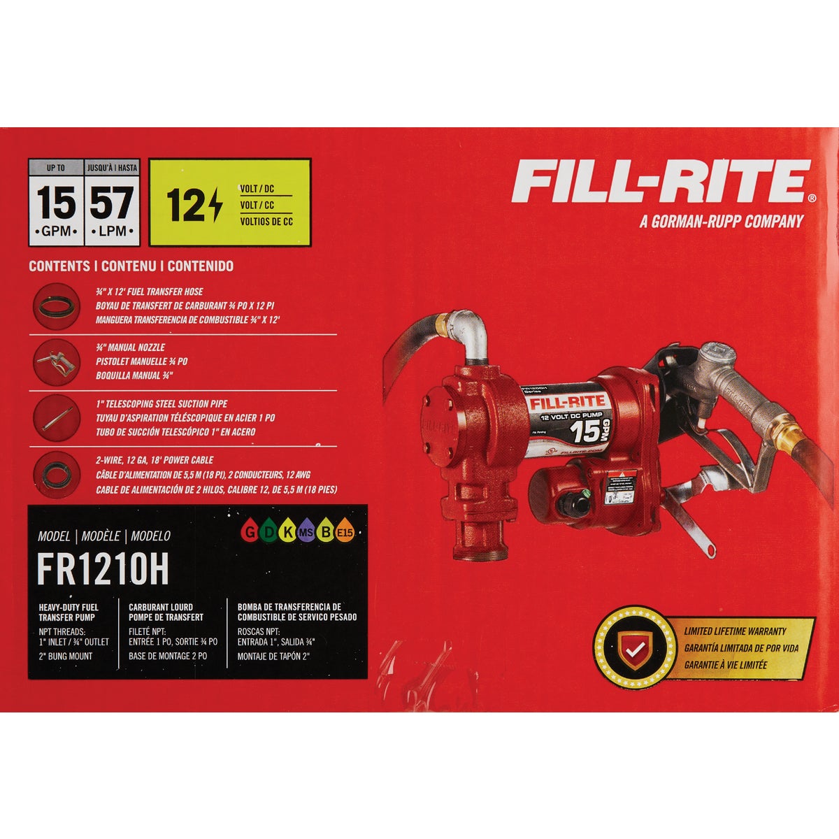 Fill-Rite 12V DC 15 GPM Fuel Transfer Pump with Nozzle Image 3