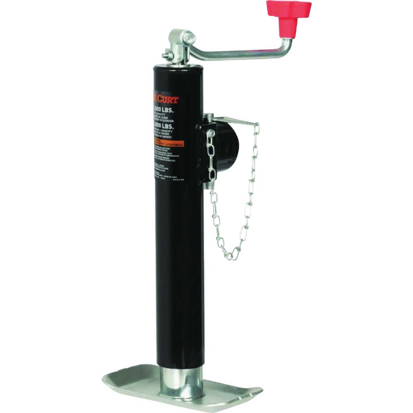 CURT 5000 Lb. Pipe-Mount Swivel Trailer Jack with Top Handle, 10 In. Travel Image 1