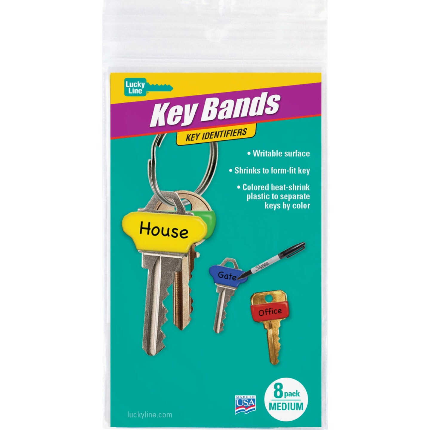 Lucky Line Write-On Key Band Identifiers (8-Pack) Image 1