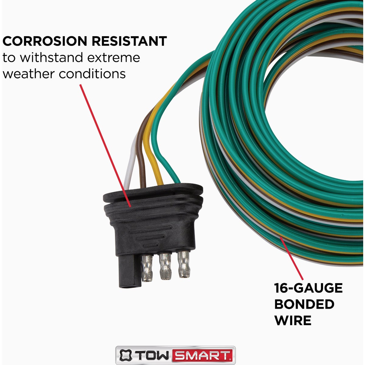 Towsmart 24 Ft. 18 Ga. 4-Way Flat Trailer Wiring Connector Image 5