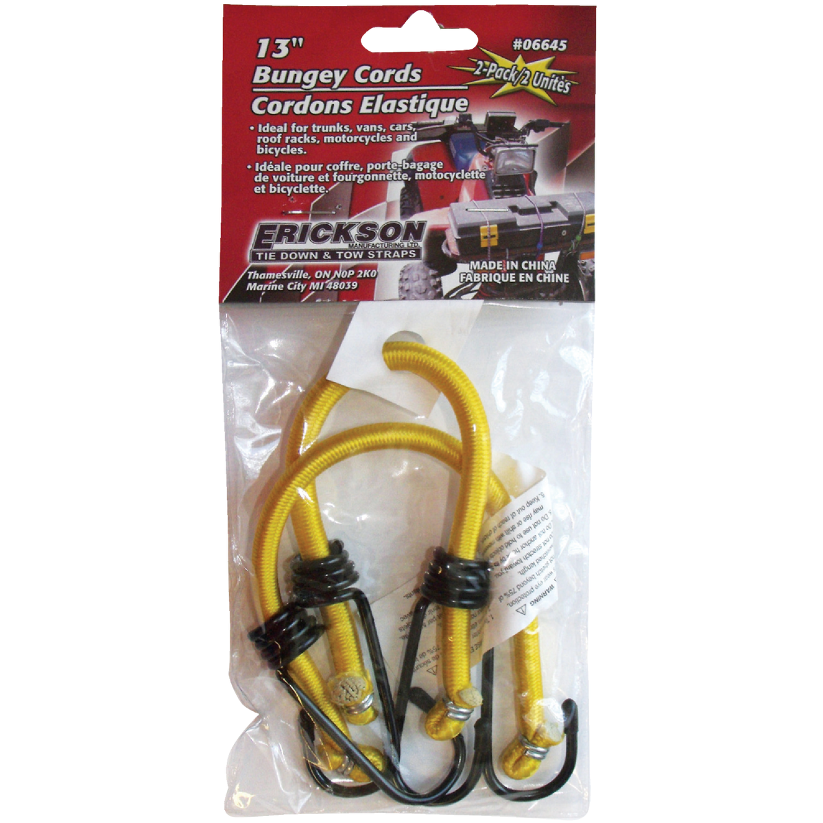 Erickson 8mm x 13 In. Vinyl Coated Steel Bungee Cord Set (2-Pack)