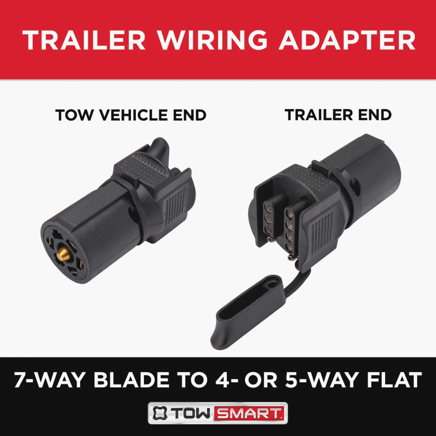 TowSmart 7-Way Blade To 4-Way Or 5-Way Flat Trailer Wiring Adapter Image 1