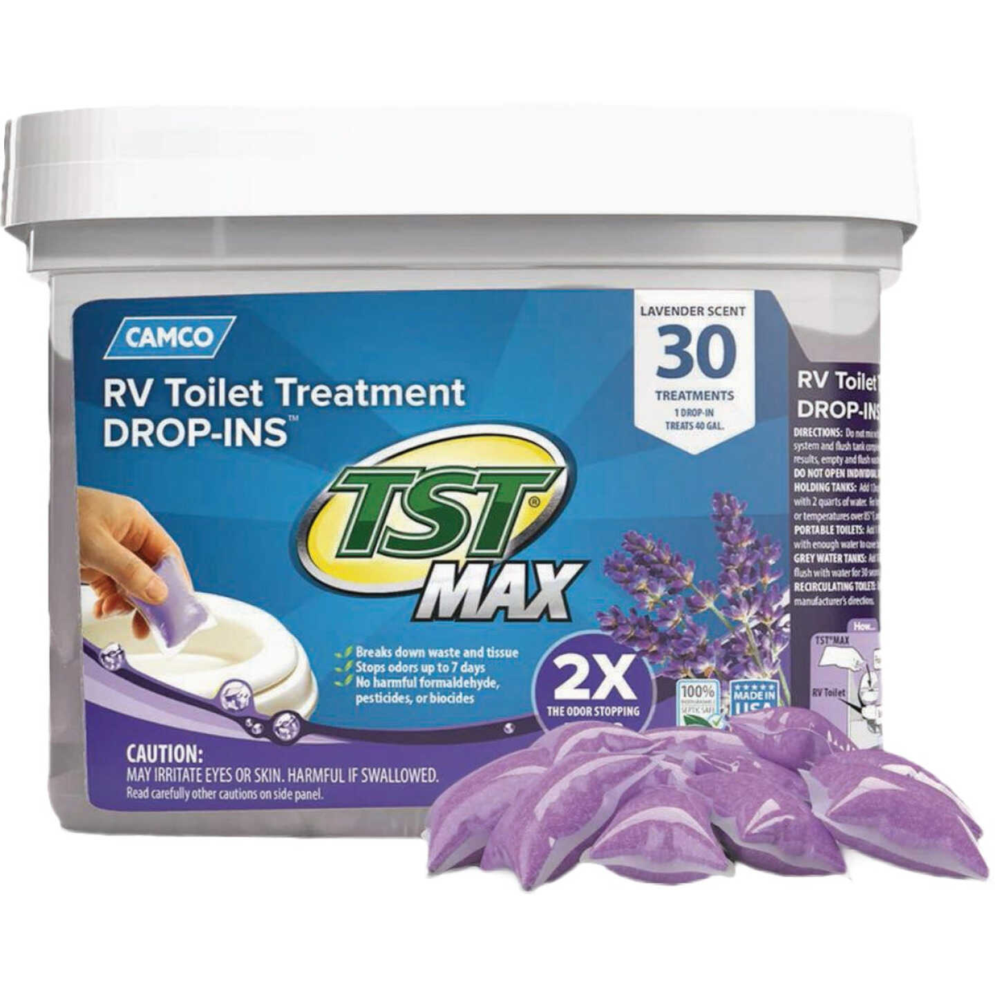 Camco TST MAX RV Toilet Treatment Drop-Ins, Lavender (30-Ct.) Image 1