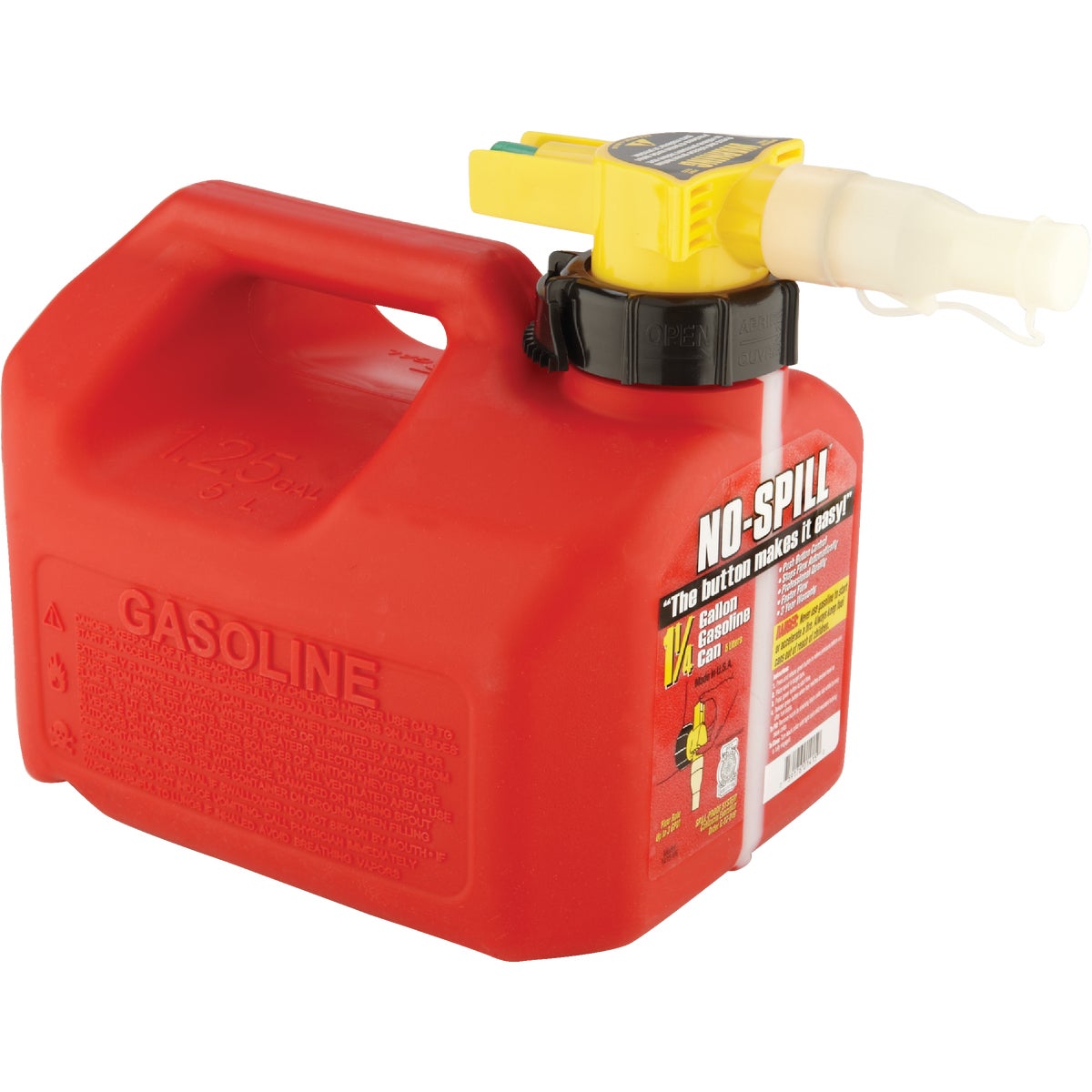 No-Spill 1-1/4 Gal. Plastic Gasoline Fuel Can, Red Image 2