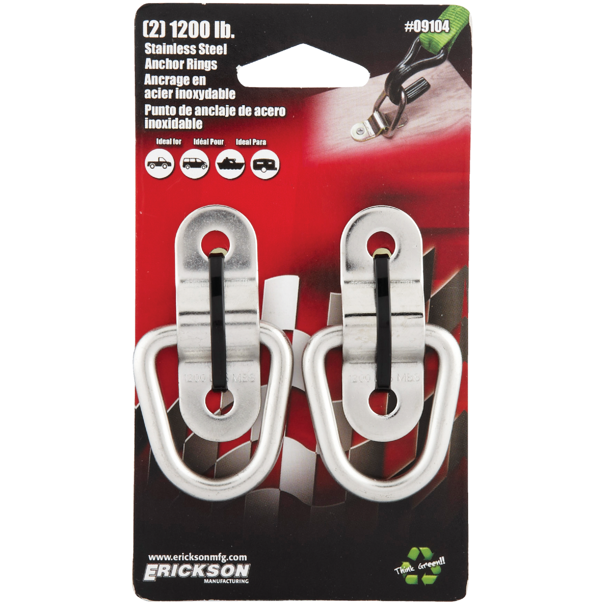 Erickson 2-Hole 1200 Lb. Anchor Ring (2-Pack) Image 2