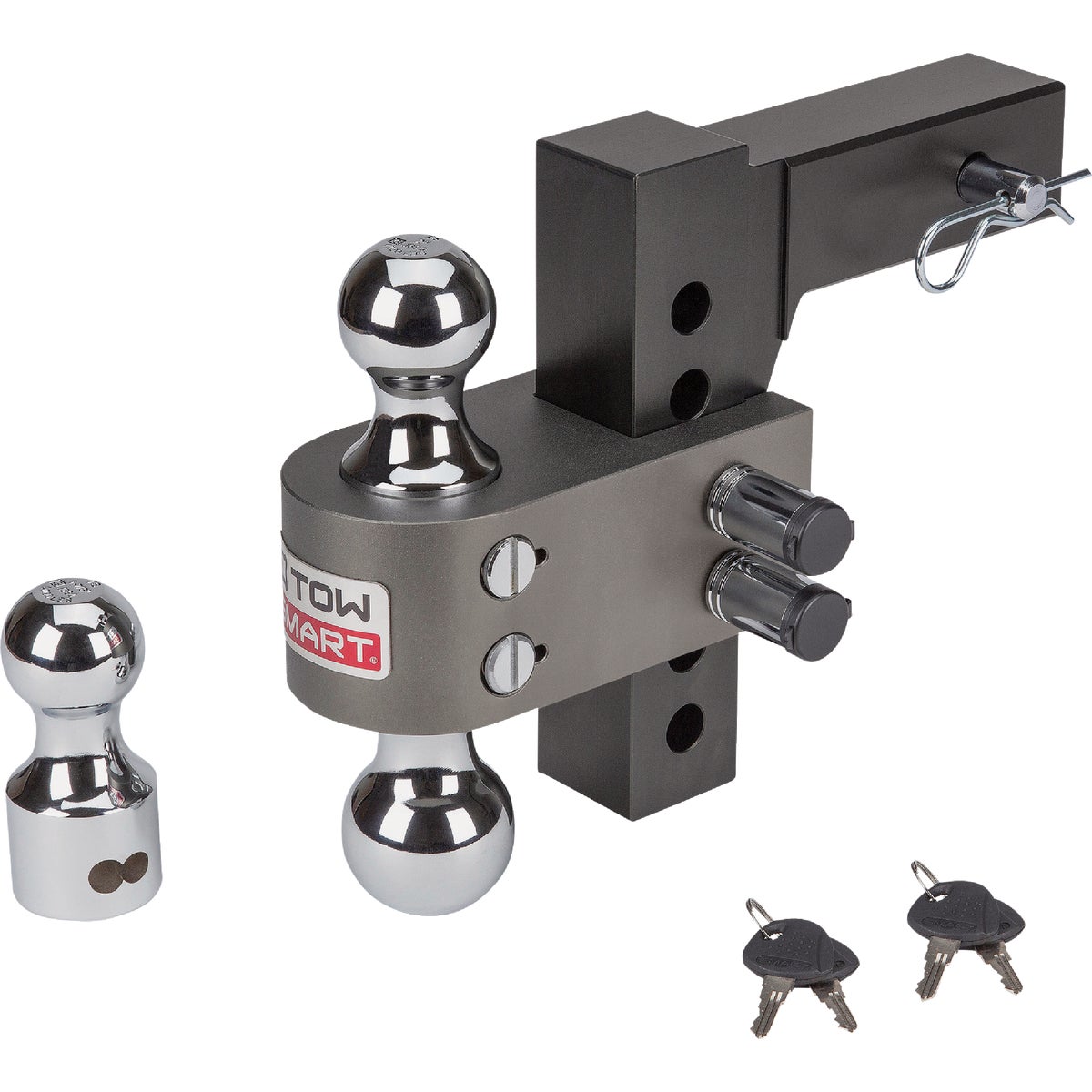 TowSmart 6 In. Drop Adjustable Tri-Ball Mount with Interchangeable Hitchballs, 12,000 Lb. Capacity