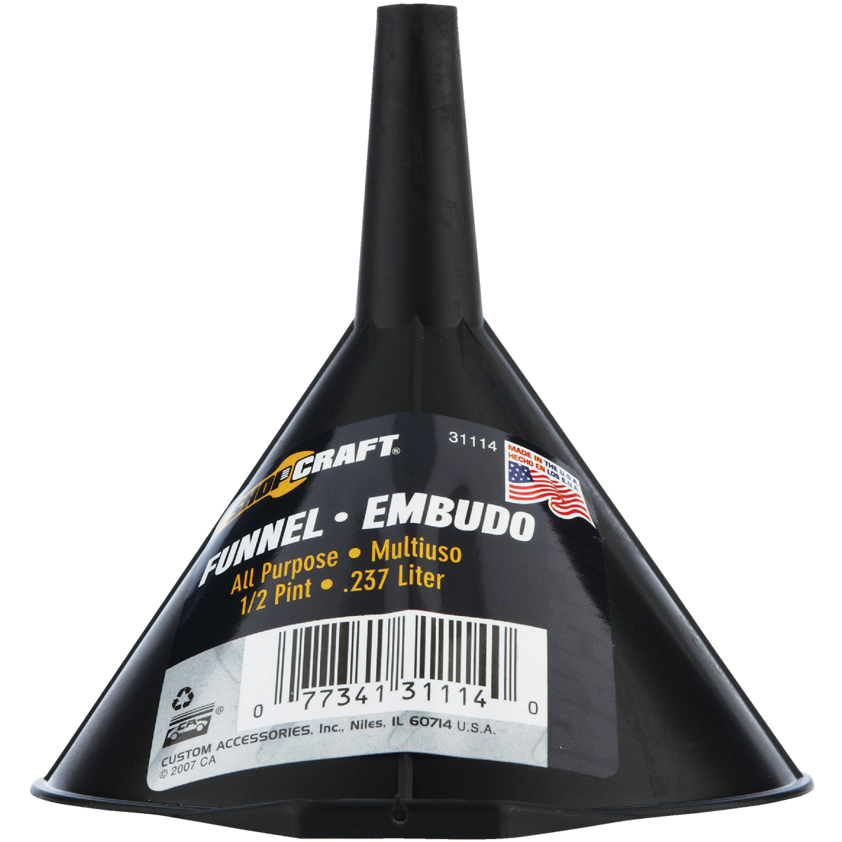 Custom Accessories 1/2 Pt. Polypropylene All-Purpose Funnel Image 2