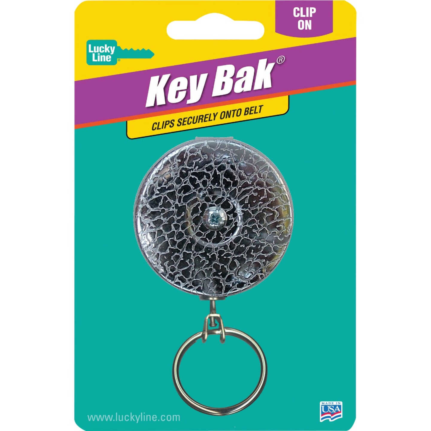 Lucky Line Key Bak Clip-On 24 In. Chrome Retractable Key Chain Image 2