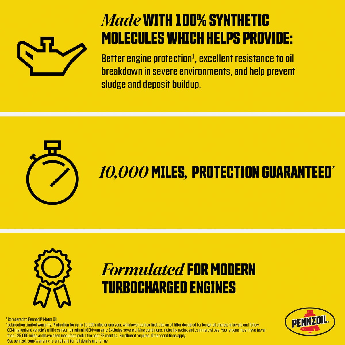 Pennzoil Full Synthetic 10W-30 Motor Oil, 1 Qt. Image 2
