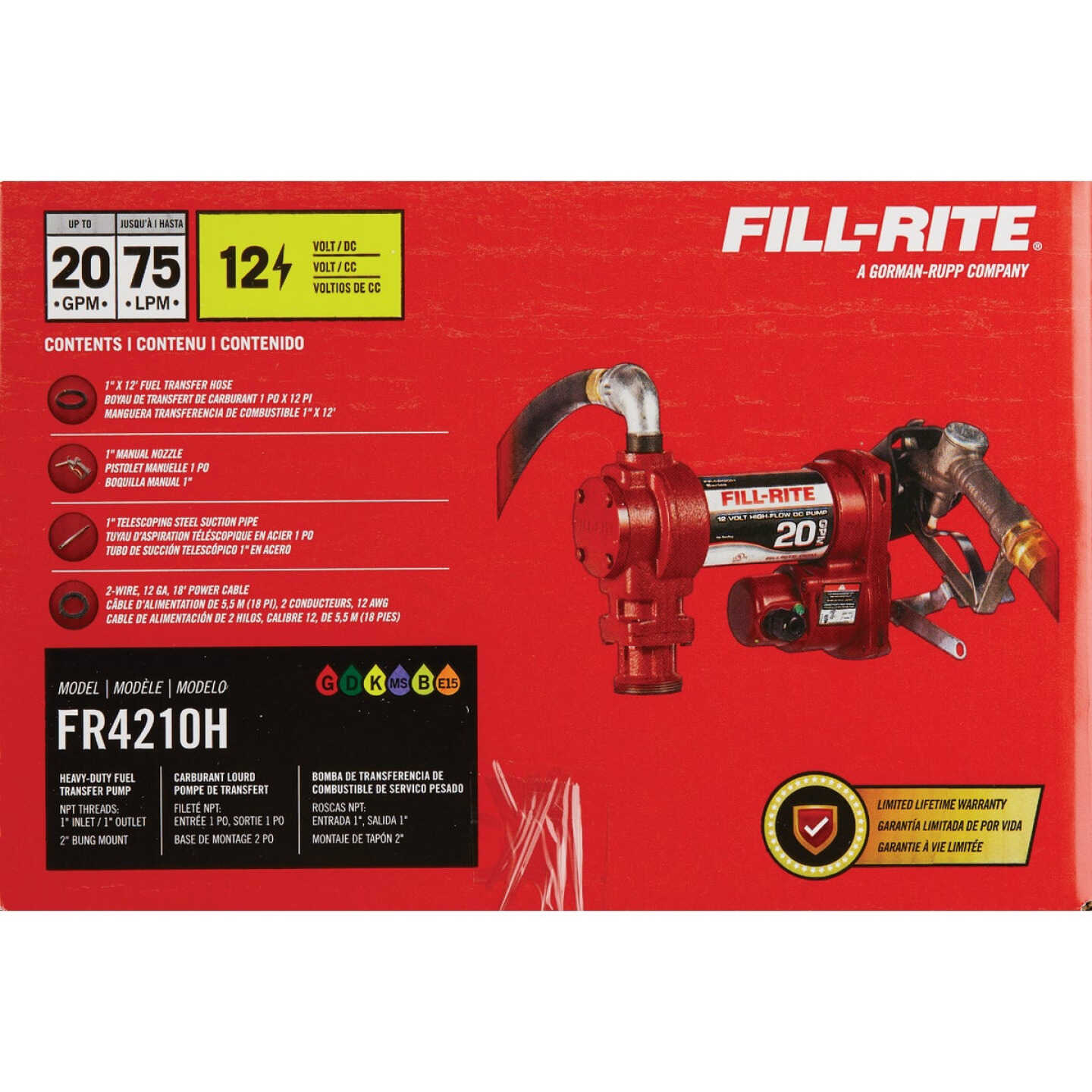 Fill-Rite 12V DC 20 GPM Fuel Transfer Pump with Nozzle Image 3