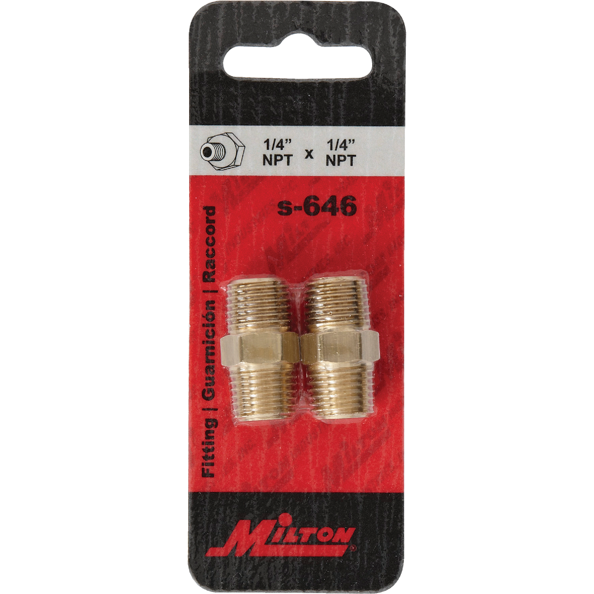 Milton Hex 1/4 In. NPT Brass Hex Nipple Coupler Image 2