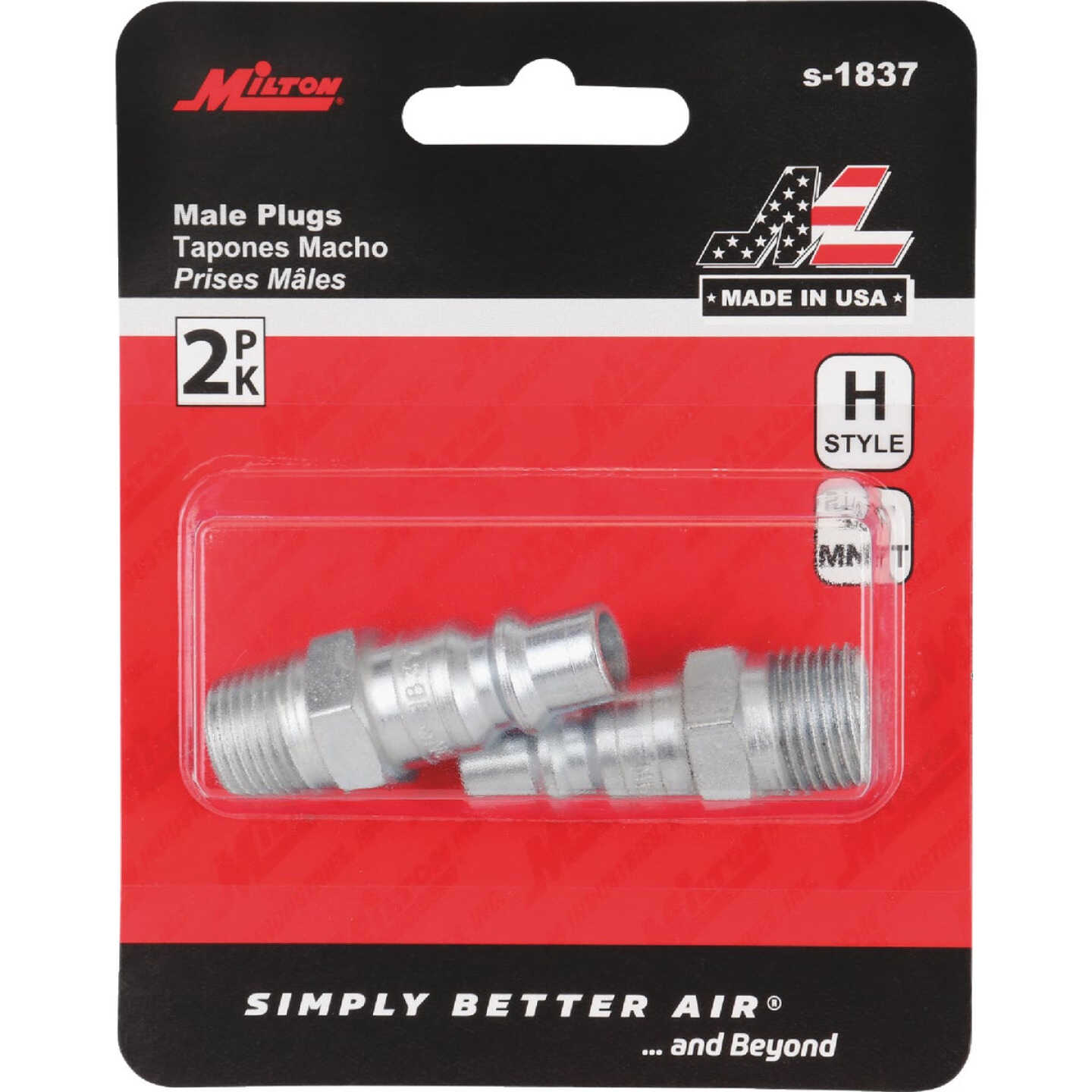 Milton 3/8 In. NPT H-Style Male Steel-Plated Plug Image 1