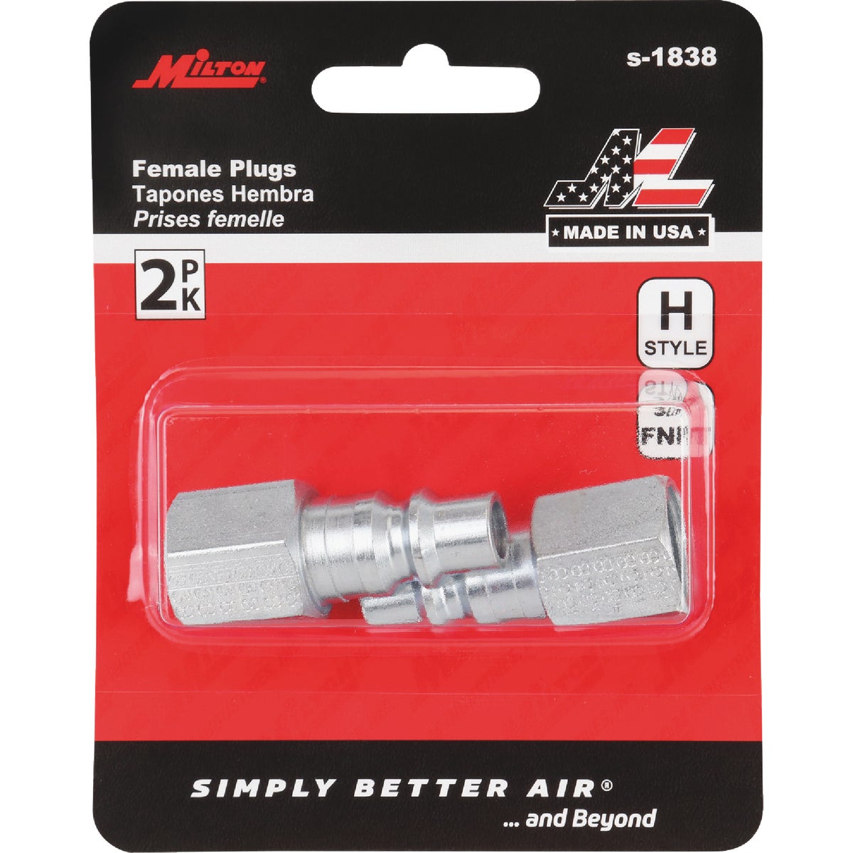 Milton 3/8 In. NPT H-Style Female Steel-Plated Plug Image 1