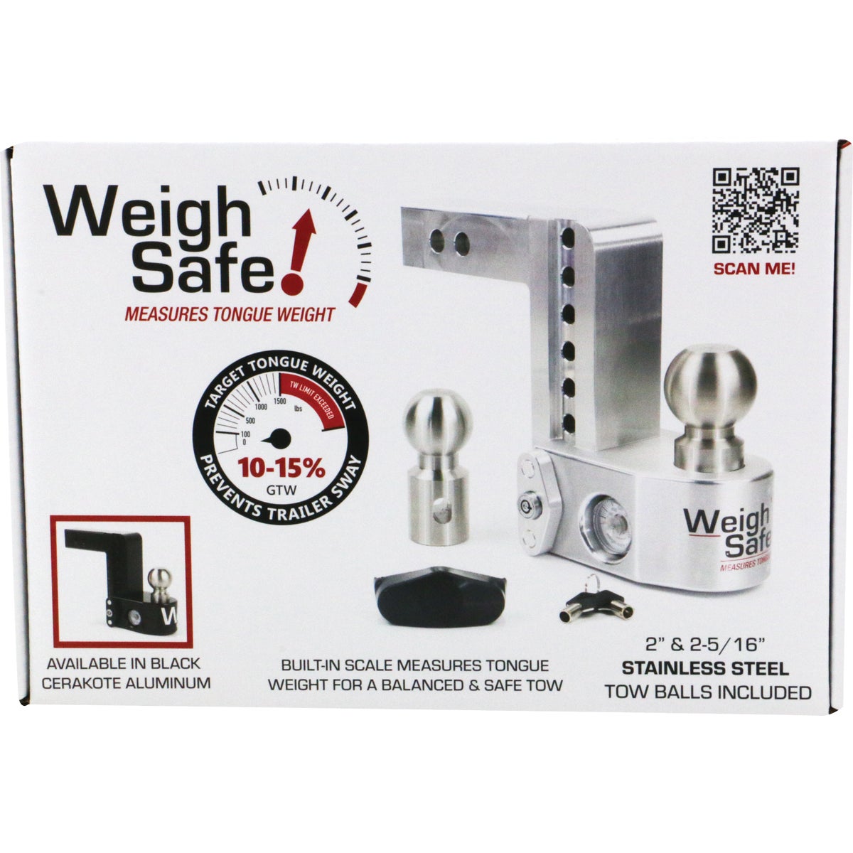 Weigh Safe 6 In. Adjustable Hitch Ball Mount w/ Built in Weight Scale Image 2