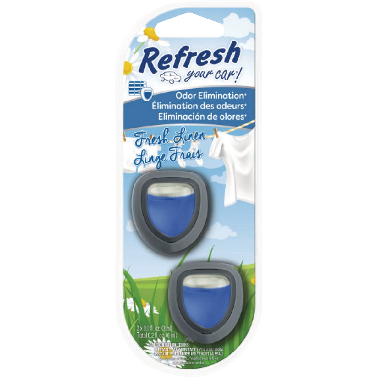 Refresh Your Car Diffuser Air Freshner, Fresh Linen (2-Pack)