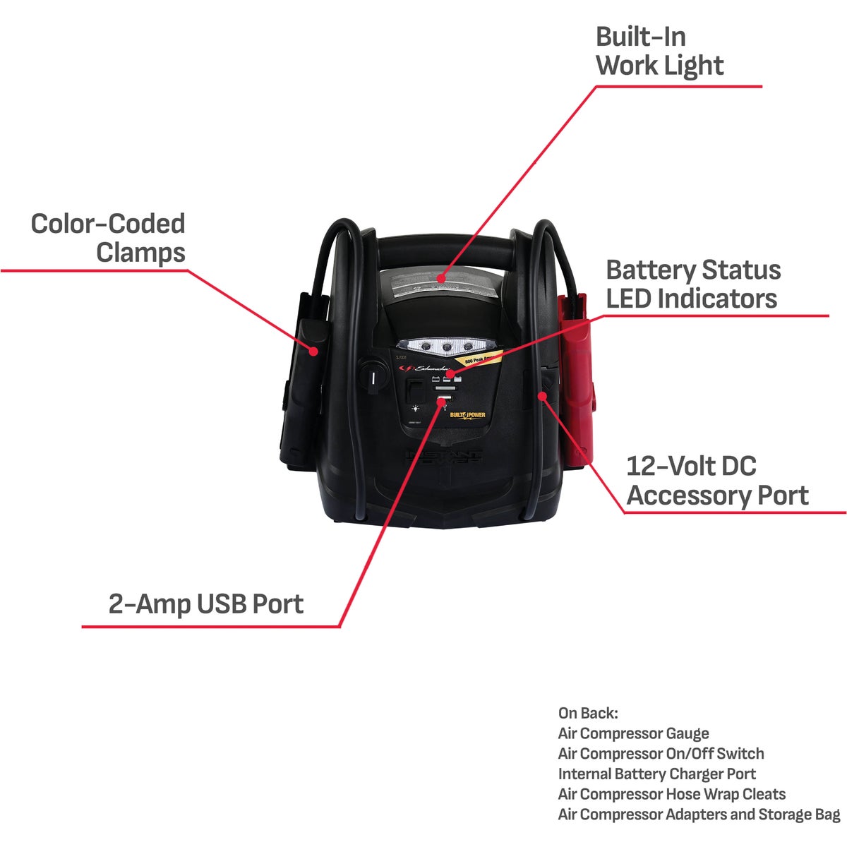 Schumacher 800A Jump Start System and Air Compressor Image 2