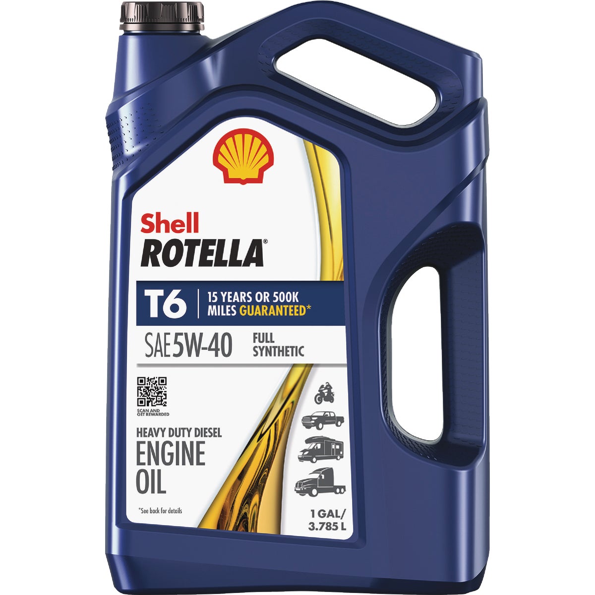 Shell Rotella T6 Full Synthetic 5W-40 Diesel Engine Oil, 1 Gal.