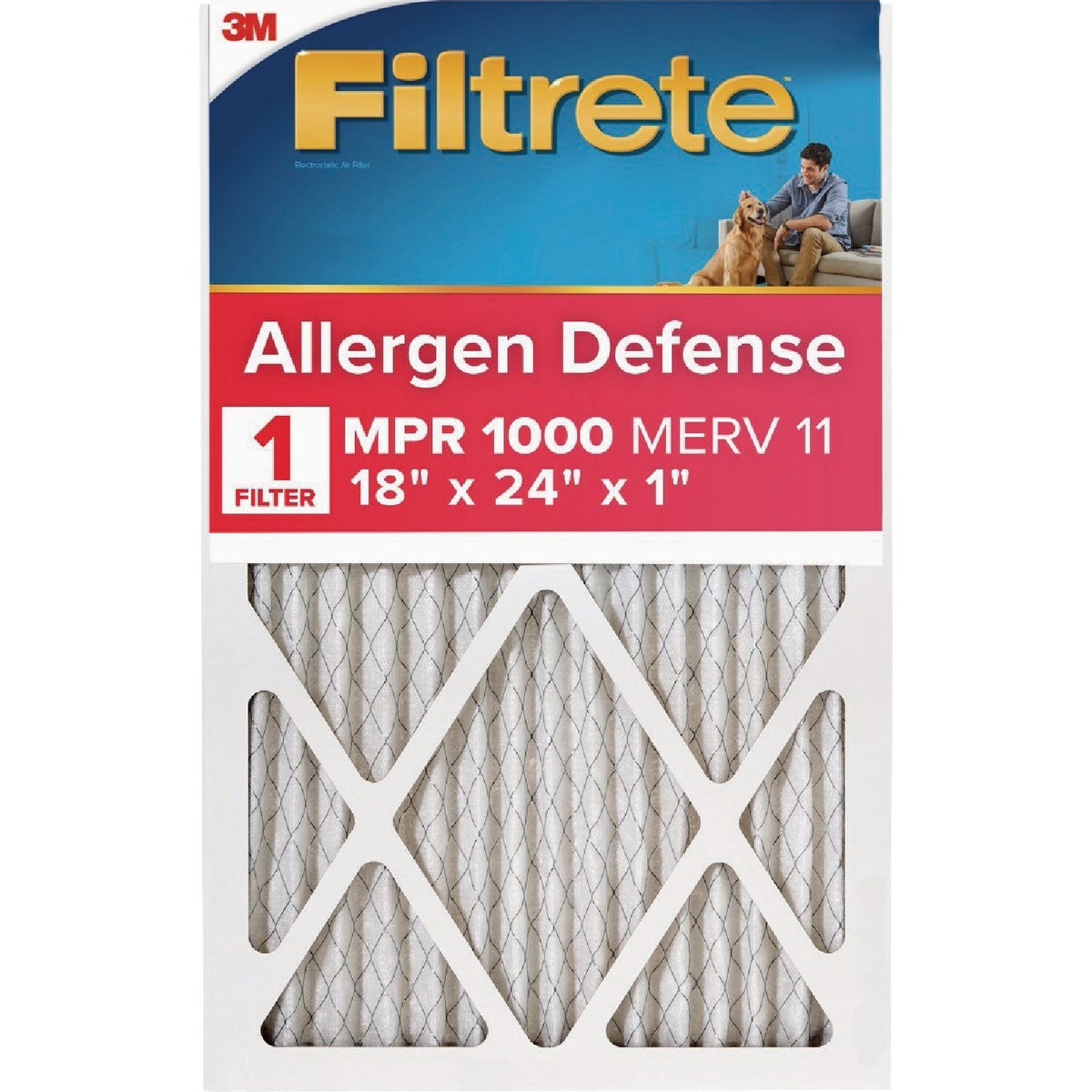 3M Filtrete Allergen Defense 18 In. x 24 In. x 1 In. Electrostatic Air Conditioner Filter