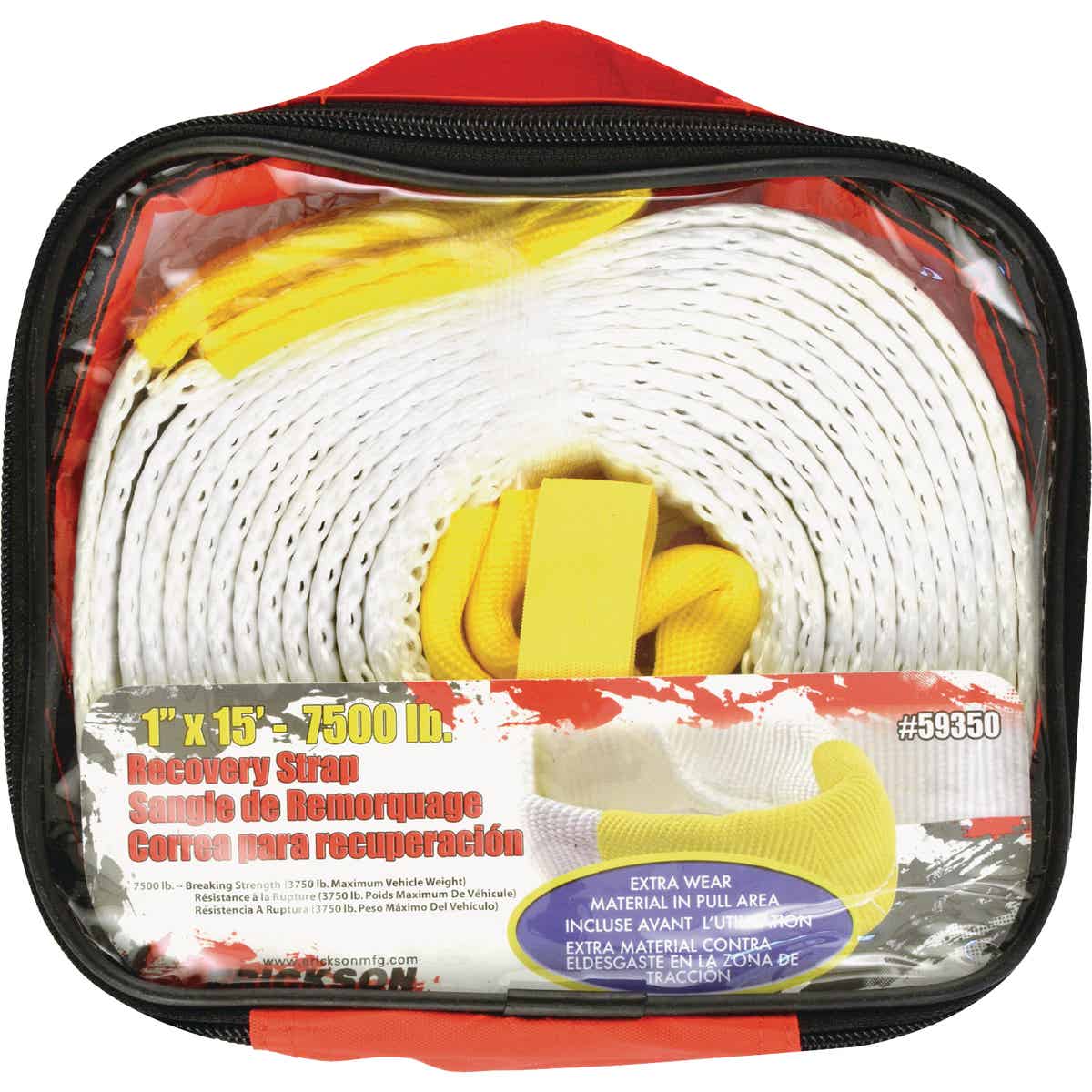 Erickson 1 In. x 15 Ft. 3750 Lb. Polyester Recovery Tow Strap, White Image 2