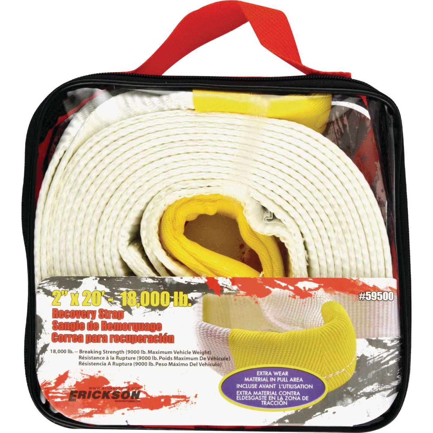 Erickson 2 In. x 20 Ft. 9000 Lb. Polyester Recovery Tow Strap, White Image 2