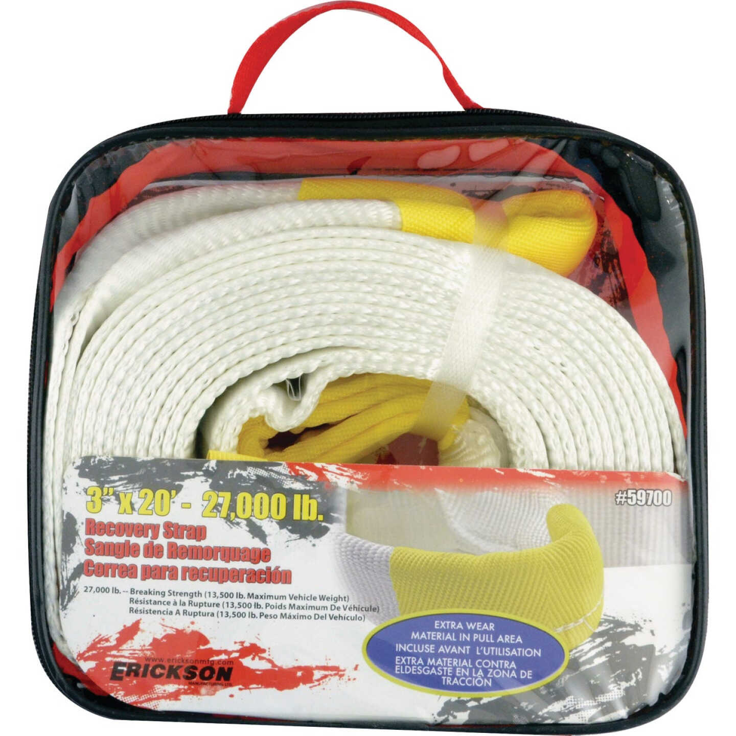 Erickson 3 In. x 20 Ft. 13,500 Lb. Polyester Recovery Tow Strap, White Image 2