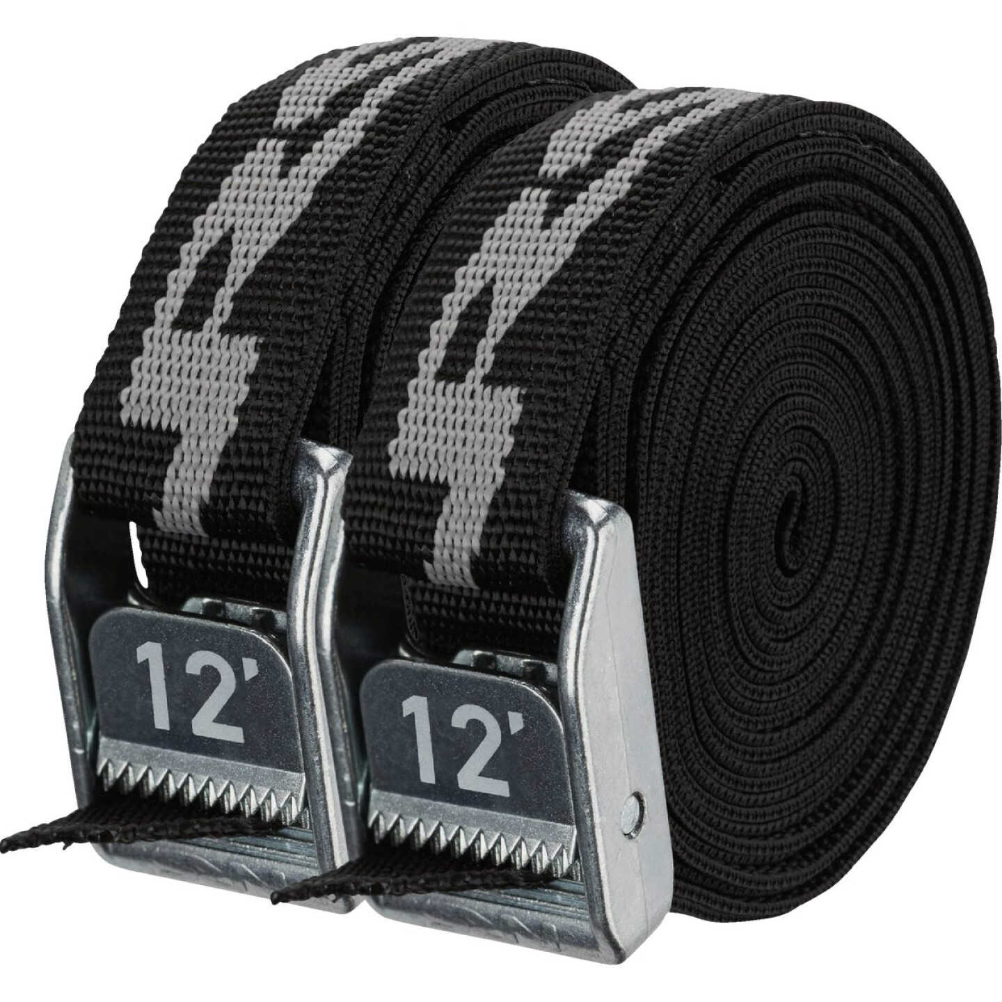 NRS 1 In. x 12 Ft. Stealth Black Heavy Duty Tie-Down Strap (2-Pack) Image 1