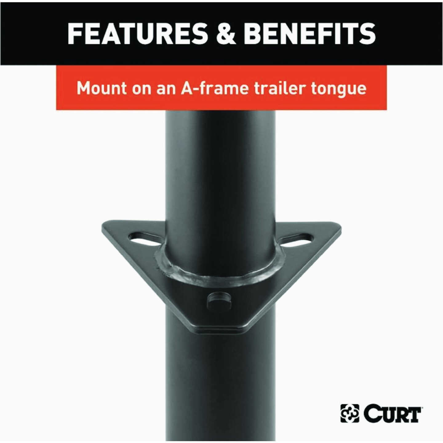Curt 2000 Lb. A-Frame Jack With Top Handle, 15 In. Travel Image 4
