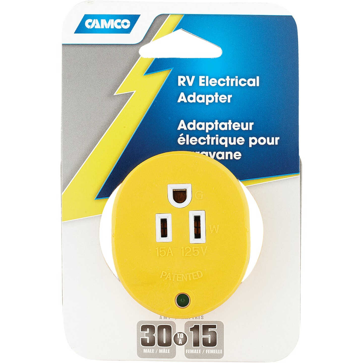 Camco Power Grip 30A Male to 15A Female RV Plug Adapter Image 2