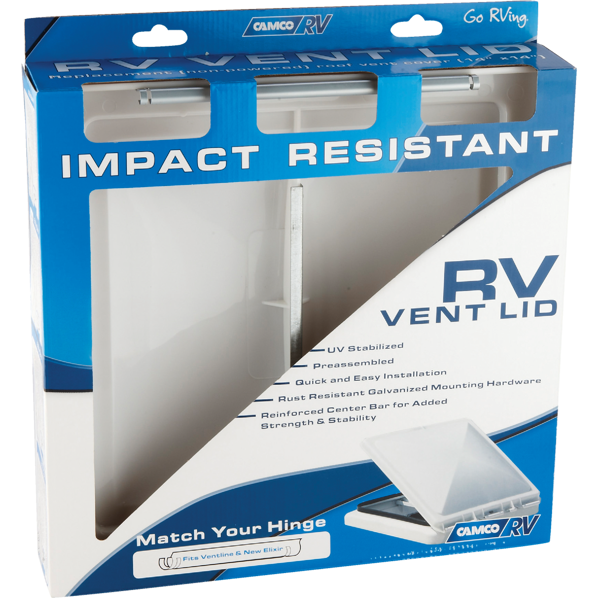 Camco 14 In. x 14 In. Poly Impact-resistant RV Vent Lid Image 2