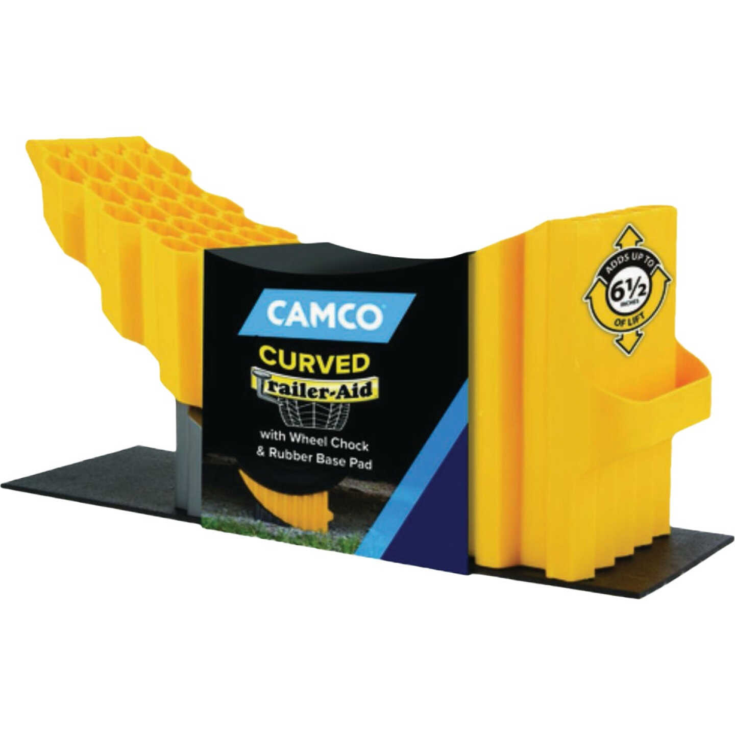 Camco Heavy-Duty Curved Trailer Aid with Chock and Pad Image 1
