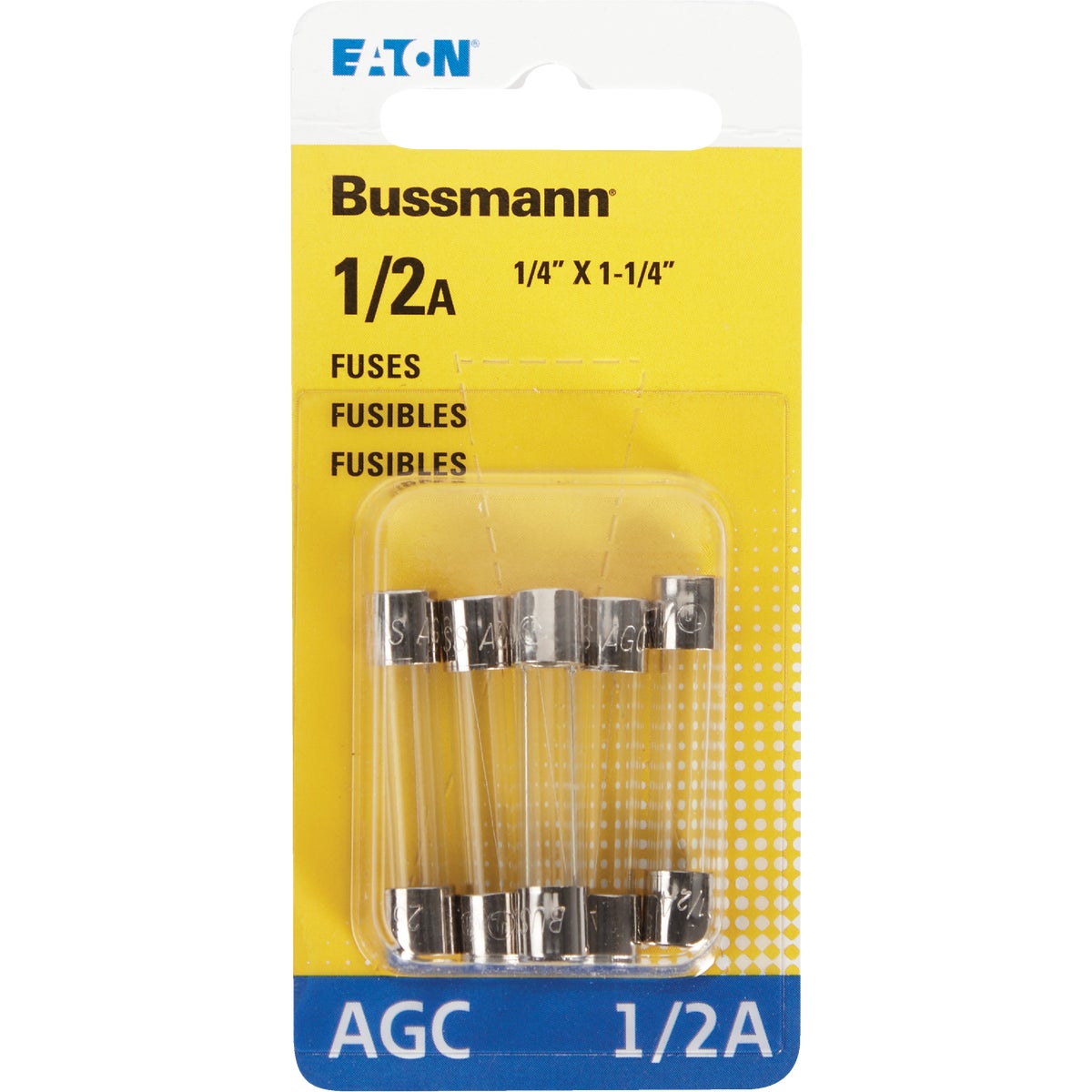 Bussmann 1/2A 250V AGC Glass Tube Automotive Fuse (5-Pack) Image 2