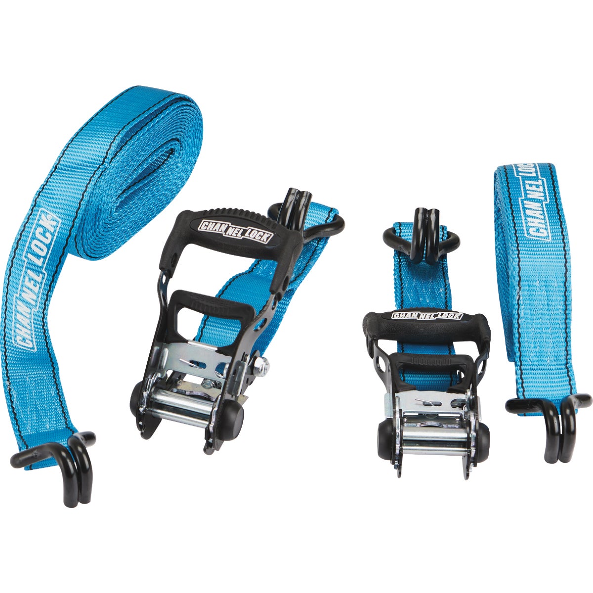 Channellock 1.5 In. x 16 Ft. Ratchet Tie Down With J Hooks (2-Pack)