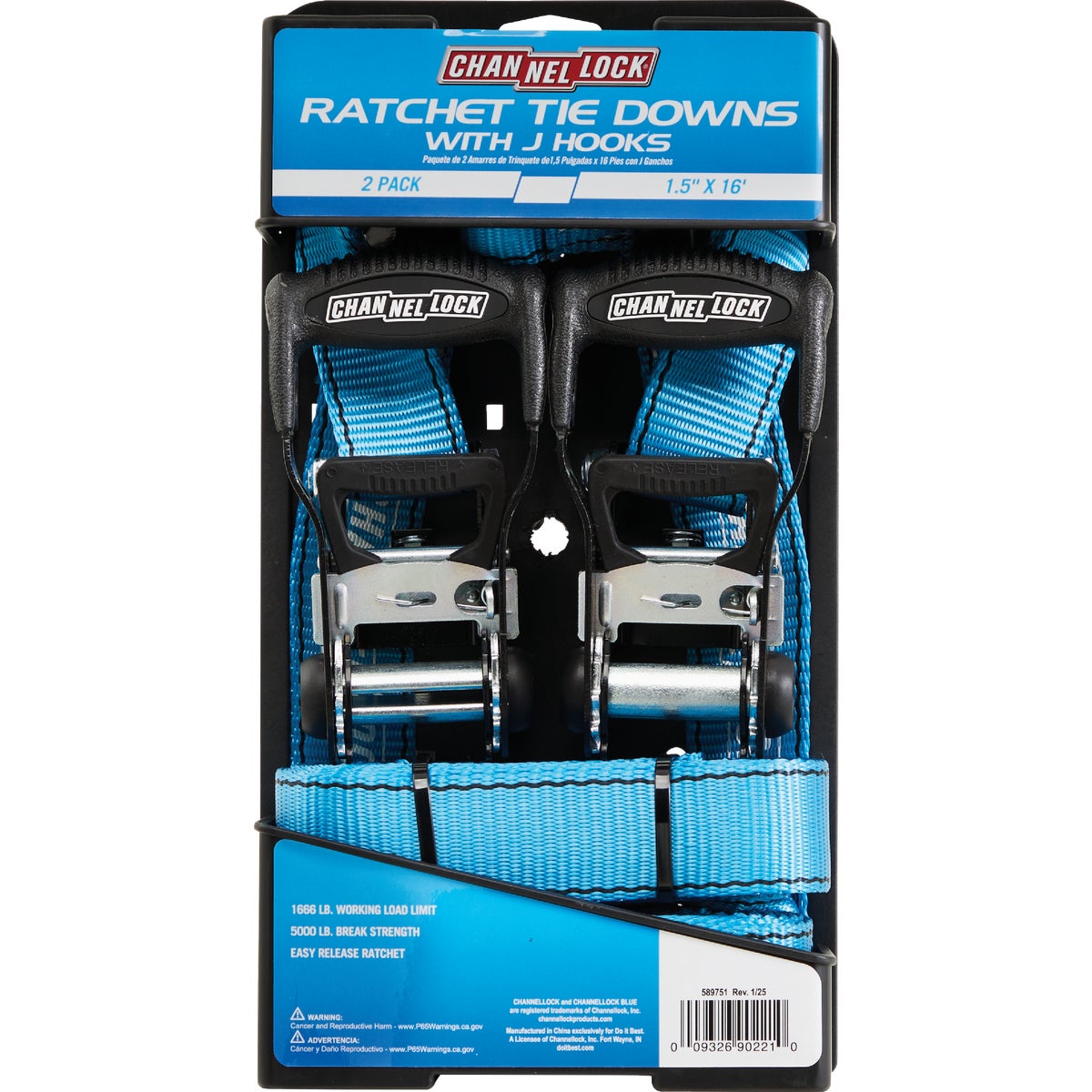 Channellock 1.5 In. x 16 Ft. Ratchet Tie Down With J Hooks (2-Pack) Image 2