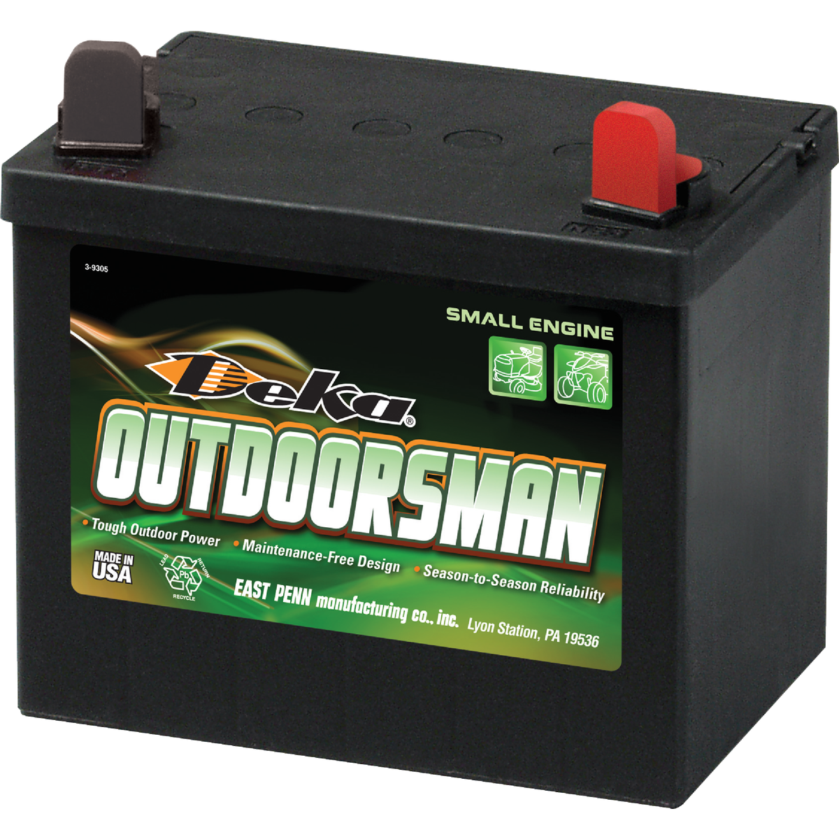 Deka Outdoorsman 12-Volt Lawn & Garden 230 CCA Small Engine Battery, Right Front Positive Terminal Image 1