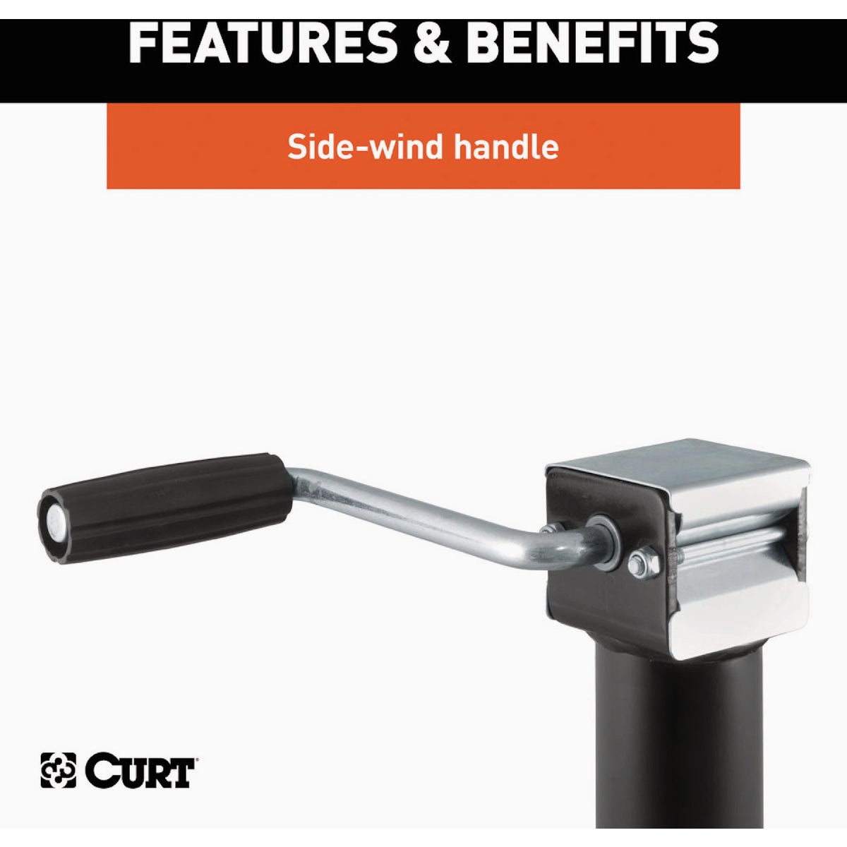 CURT 3000 Lb. Pipe-Mount Swivel Jack with Side Handle, 10 In. Travel Image 5
