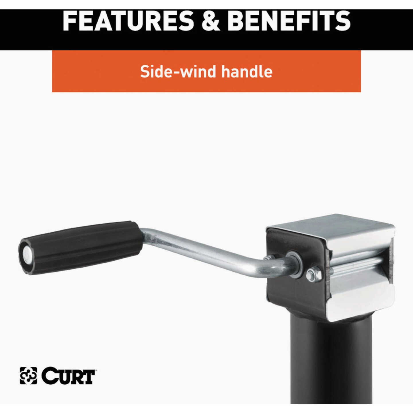 CURT 3000 Lb. Pipe-Mount Swivel Jack with Side Handle, 10 In. Travel Image 5