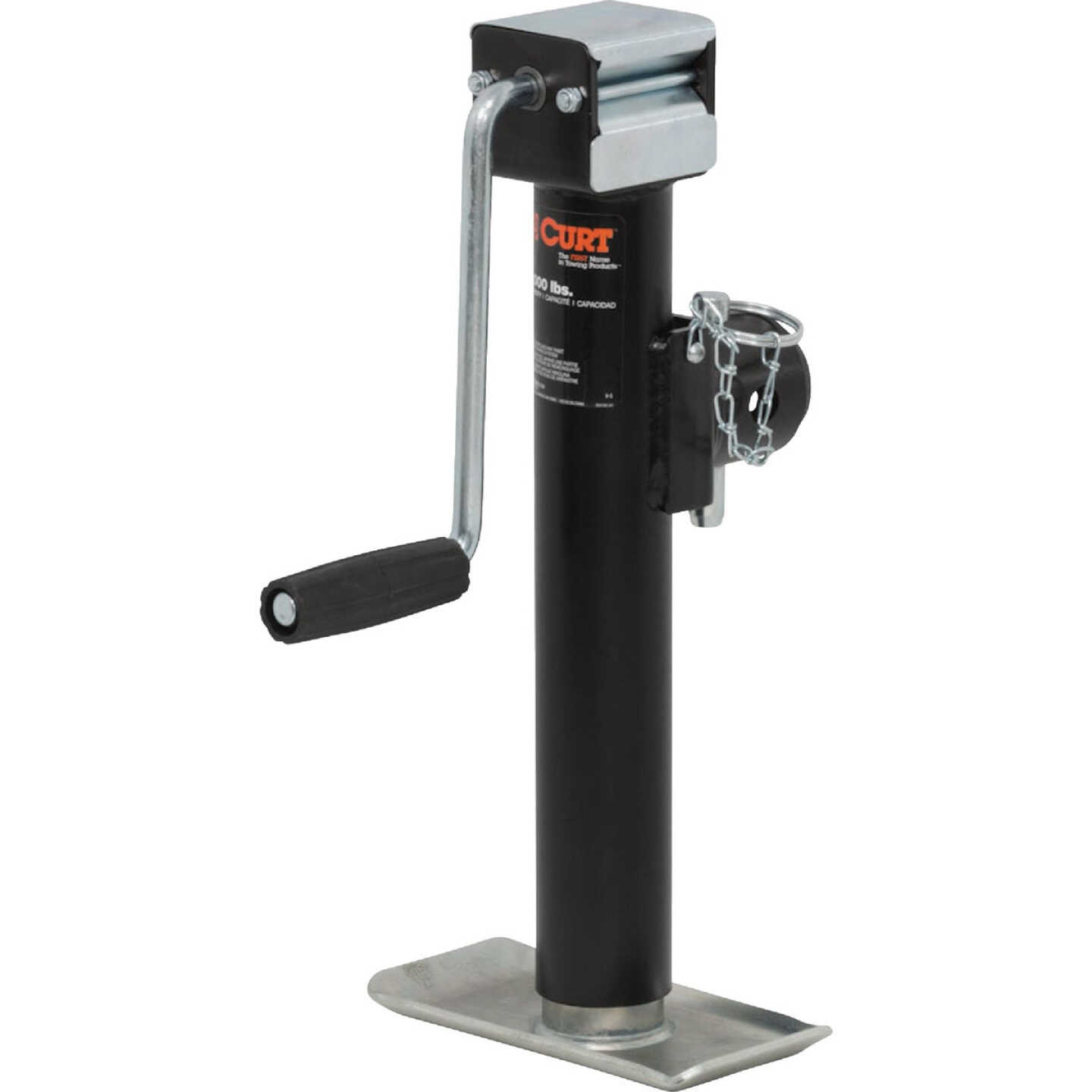 CURT 3000 Lb. Pipe-Mount Swivel Jack with Side Handle, 10 In. Travel Image 1