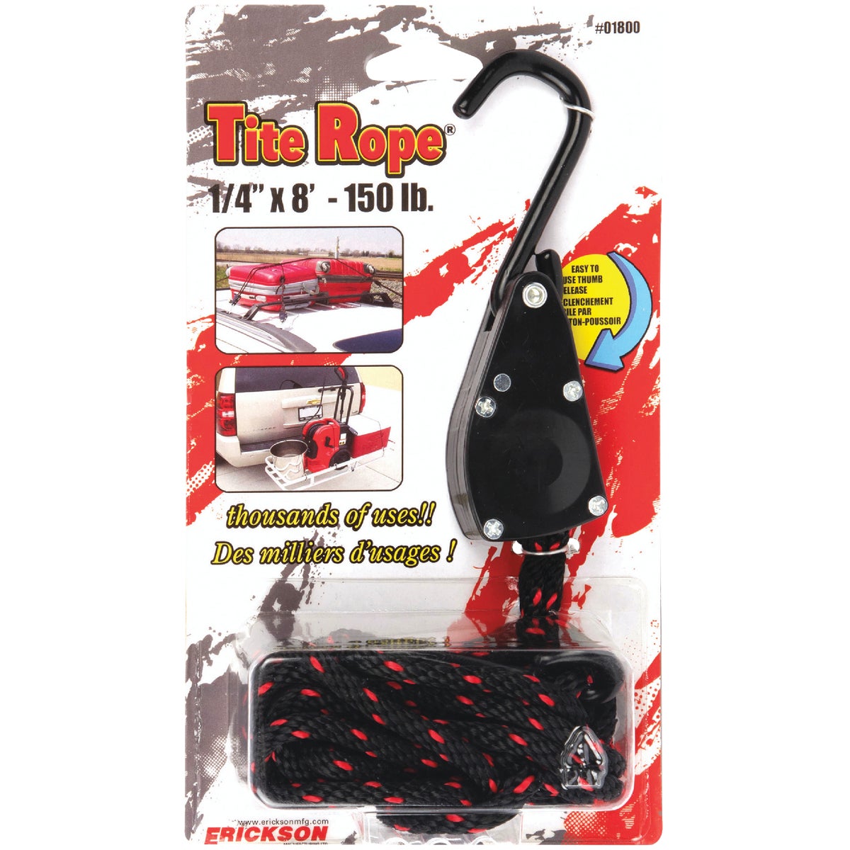 Erickson Tite Rope 1/4" x 8' 150 Lb. Capacity Rope Ratchet Image 3