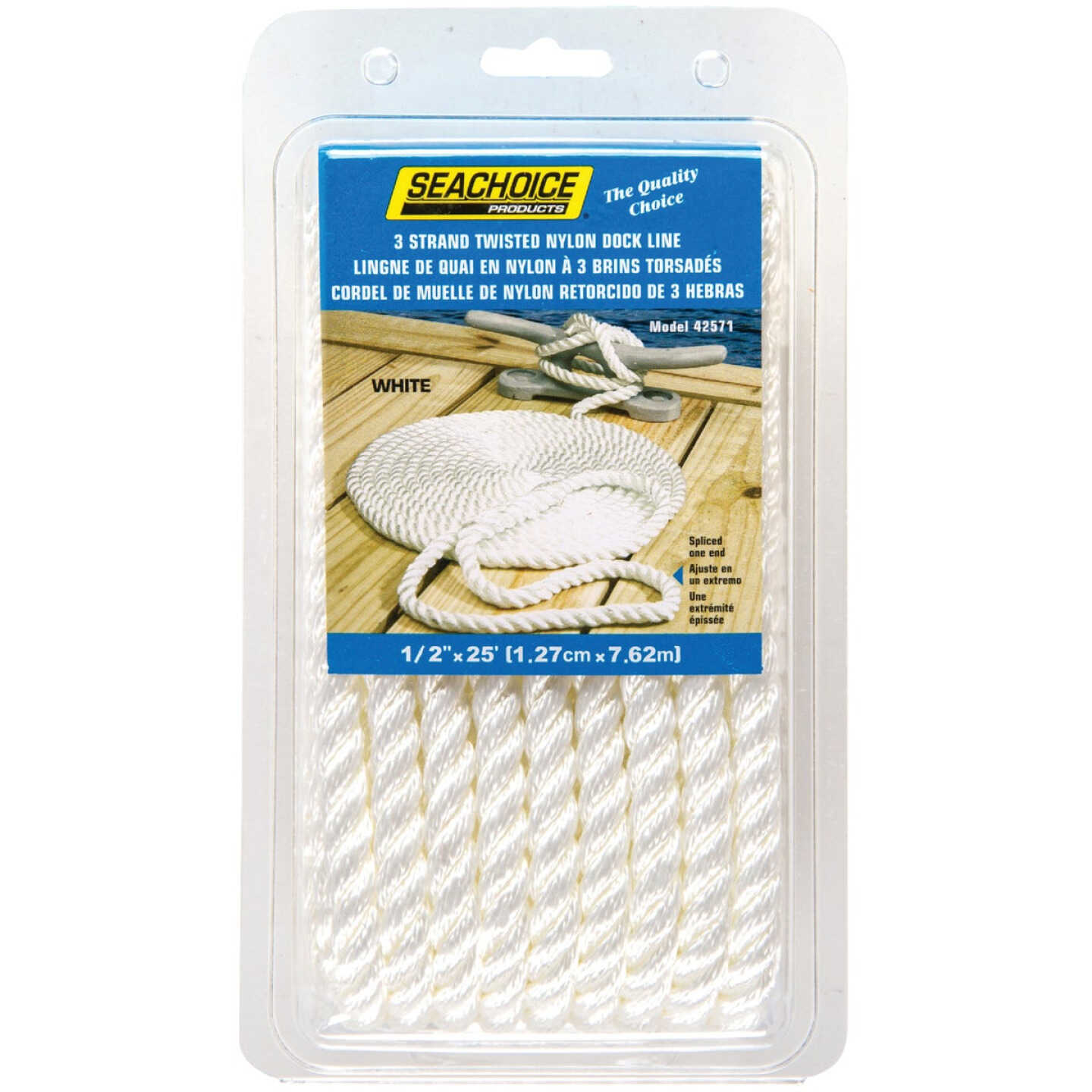 Seachoice 1/2 In. x 25 Ft. White 3-Strand Twisted Nylon Dock Line Image 1