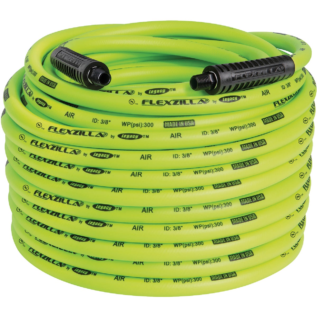Flexzilla 3/8 In. x 100 Ft. Polymer-Blend Air Hose with 1/4 In. MNPT Fittings Image 1