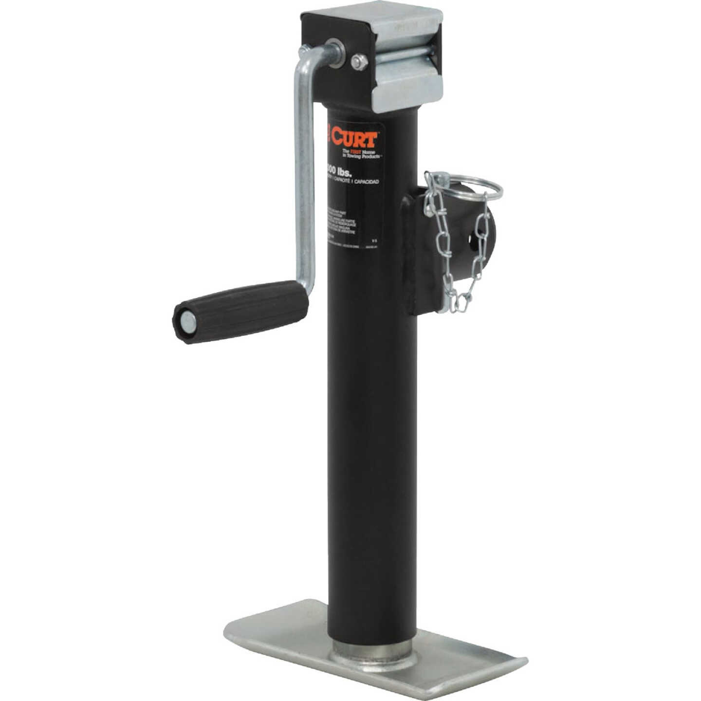 CURT 2000 Lb. Sidewind Pipe-Mount Swivel Trailer Jack, 10 In. Travel Image 1