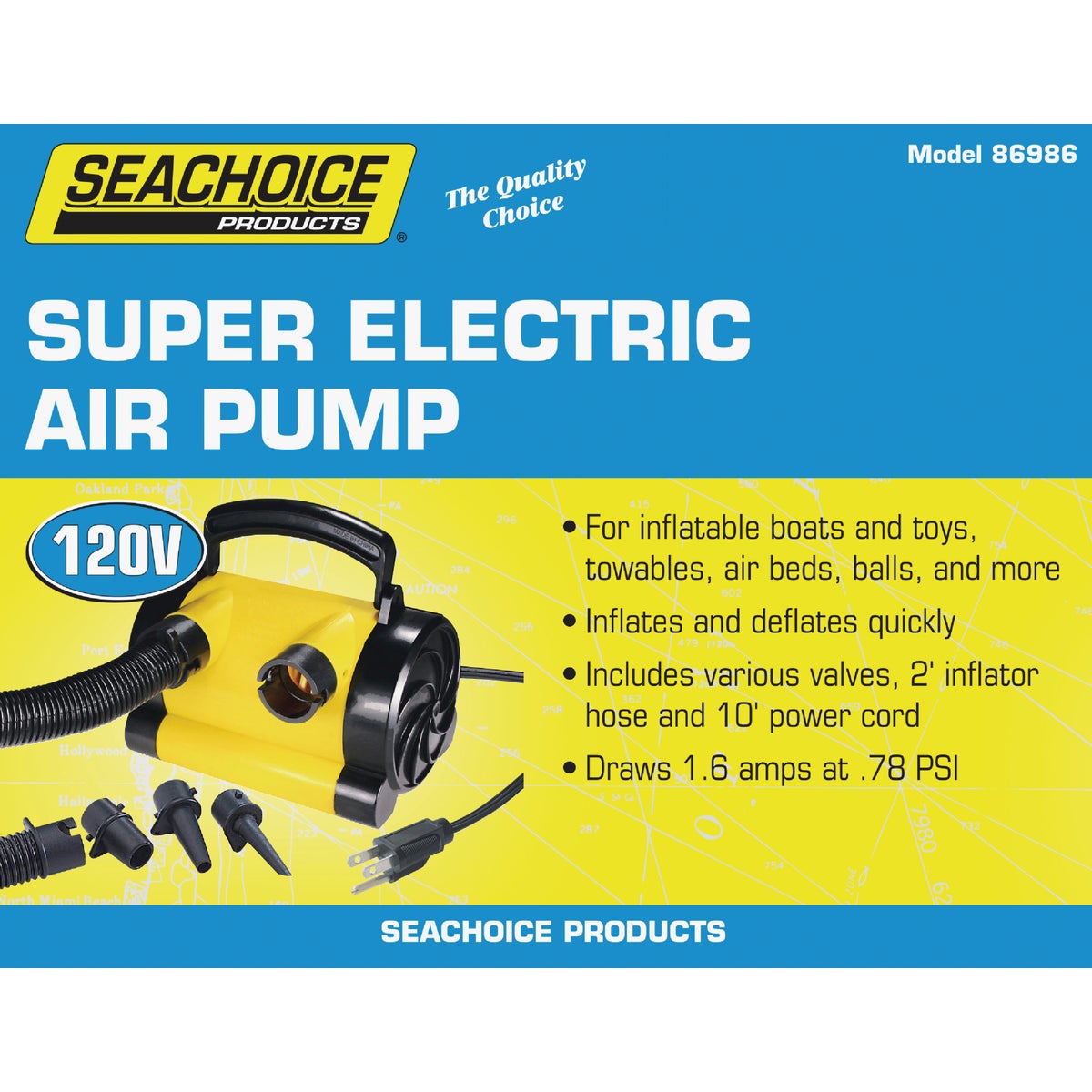 Seachoice 120V 0.78 psi General Inflatables and Boating Super Electric Inflator