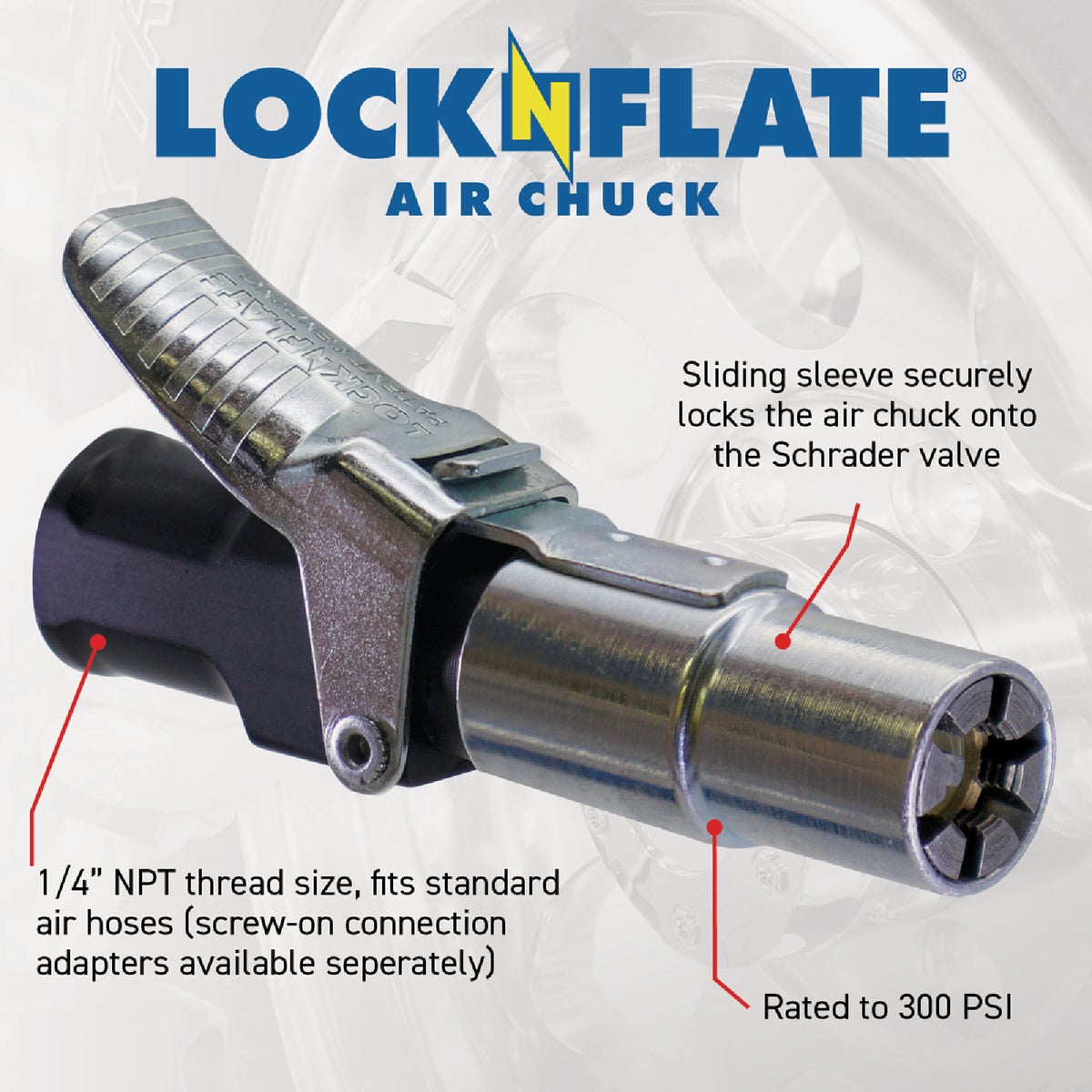 LockNFlate 1/4 NPT 150 psi Closed Flow Air Chuck Image 5
