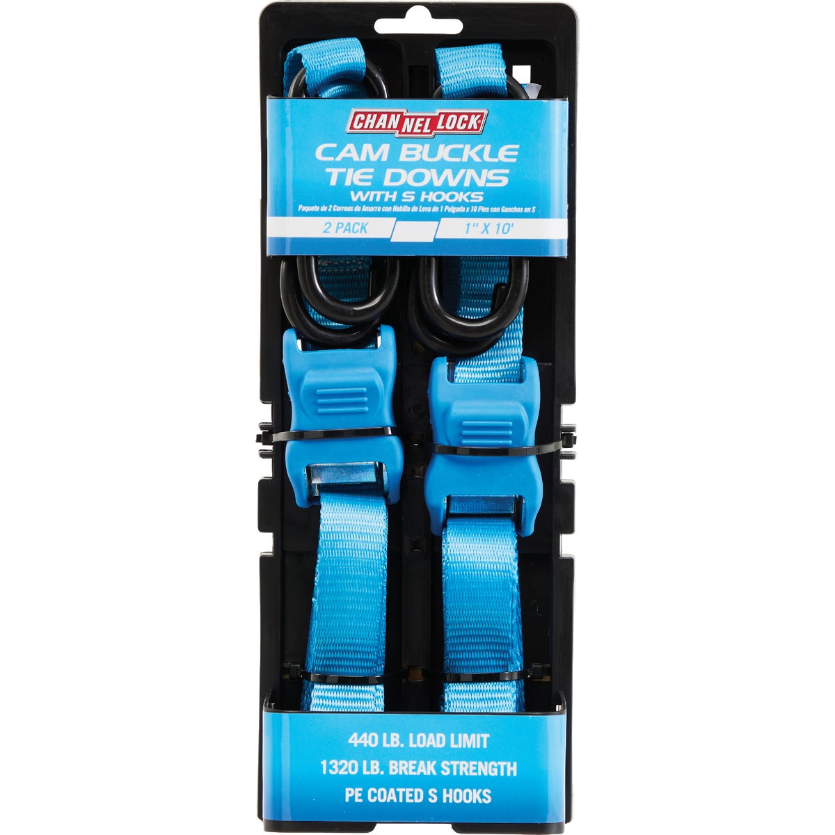 Channellock 2-Piece Cam Buckle Tie Down Strap With S Hooks Image 2