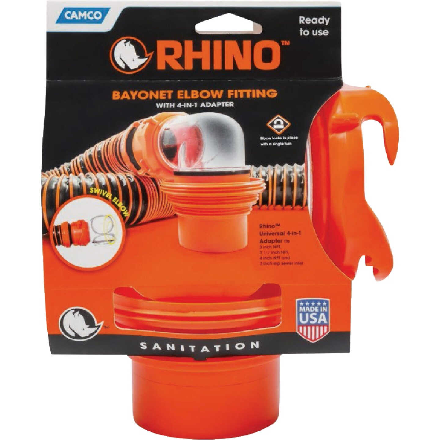 Rhino Bayonet Swivel Elbow Fitting with 4-in-1 Adapter Image 1