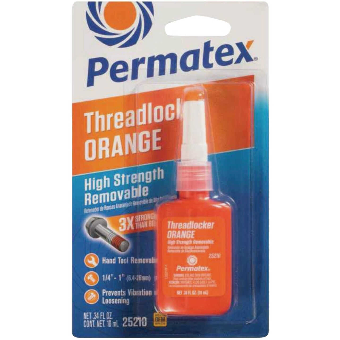 Permatex High Strength 0.2 Oz. 10G Orange Threadlocker Gel Image 1