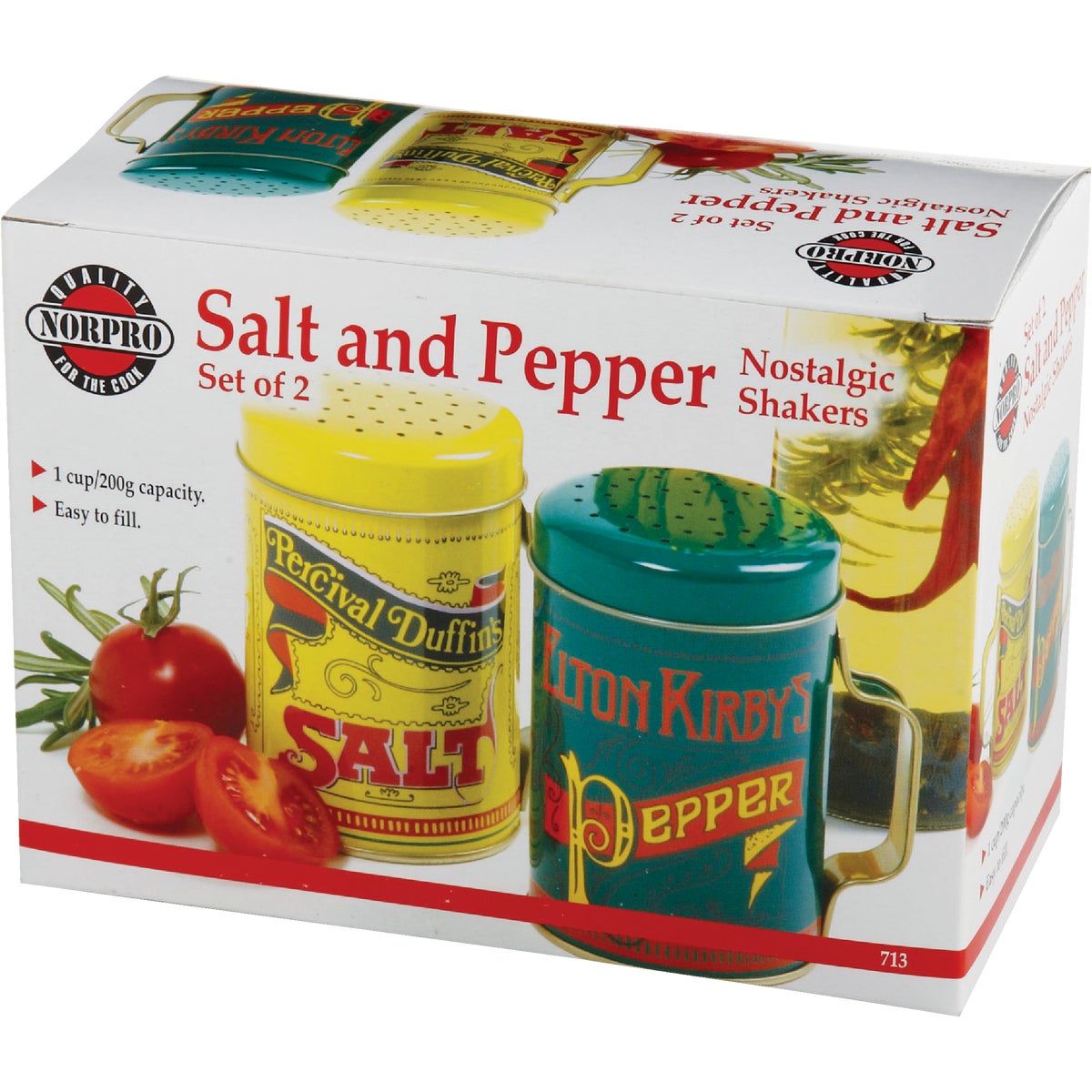 Norpro 10 Oz. Tin Nostalgic Salt & Pepper Shaker Set Image 2