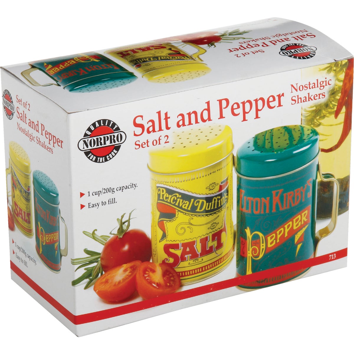 Norpro 10 Oz. Tin Nostalgic Salt & Pepper Shaker Set Image 3